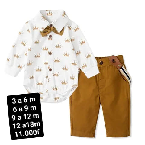 chemise blanche à motif de Couronne et short long en moutarde