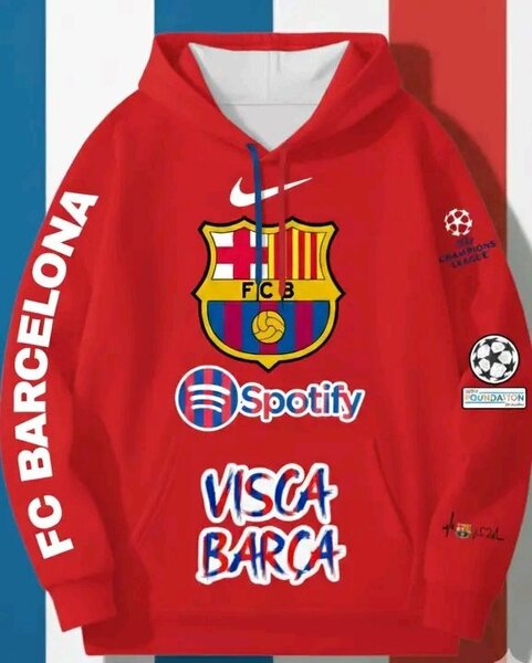 Sweat à capuche FC Barcelone rouge