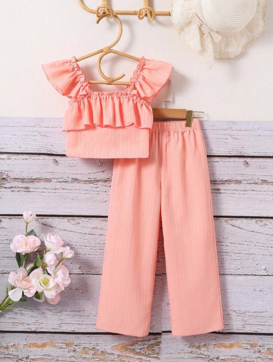 2Pcs Off Shoulder Top and Pants. 6-7years