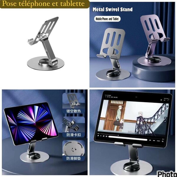 Support Téléphone Rotatif Métal