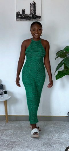 Dress mesh, knitted, green