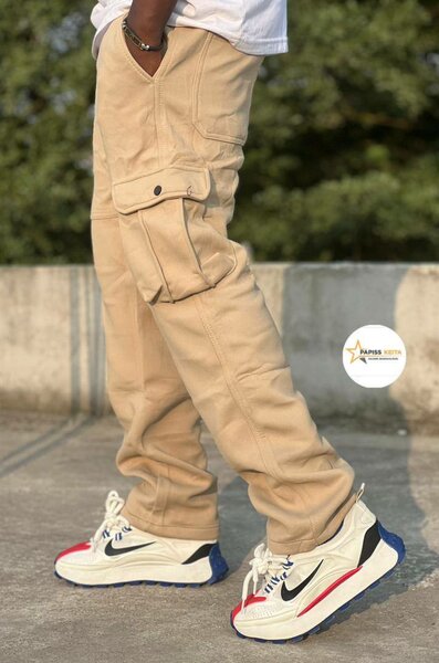 Pantalon cargo beige homme