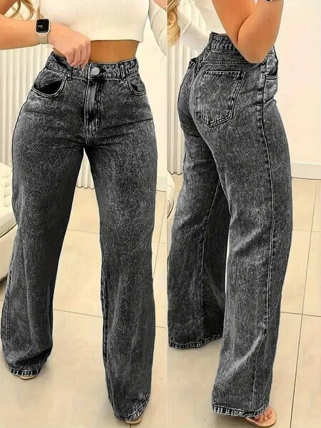 Jeans larges taille haute femme