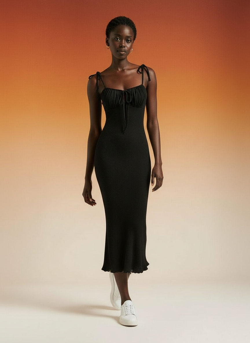 Robe élégante noire à bretelles