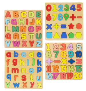 Wooden Alphabet Puzzles Numbers Count Board | Colorful Letters/Numbers/Shapes for Kids |Preschool Early Learning Educational Toys