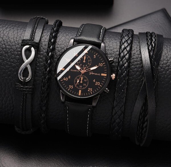 Montre élégante homme en cuir