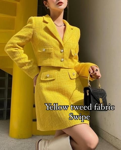  yellow tweed fabric