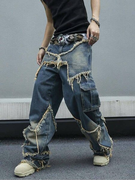 Jeans déchirés homme cargo