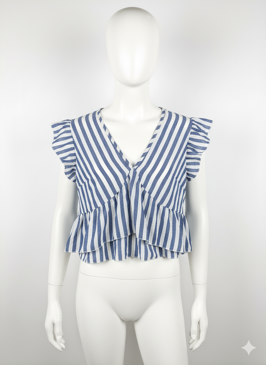 Blouse Rayée à Volants Élégante