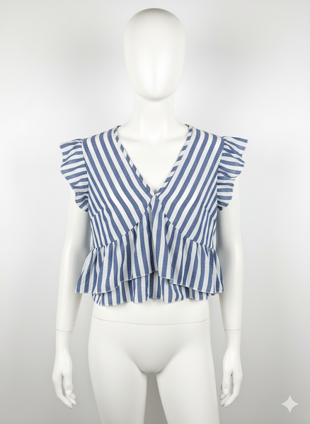 Blouse Rayée à Volants Élégante