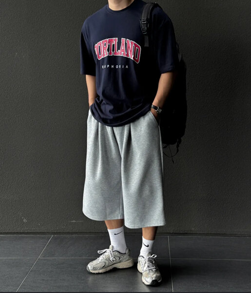 Short en coton gris léger