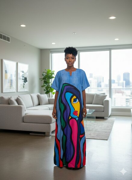 Robe Maxi Colorée Art Moderne