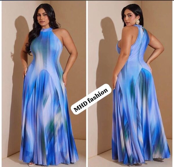 Robe longue fluide bleue