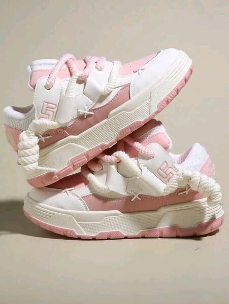 Baskets rose et blanc 38