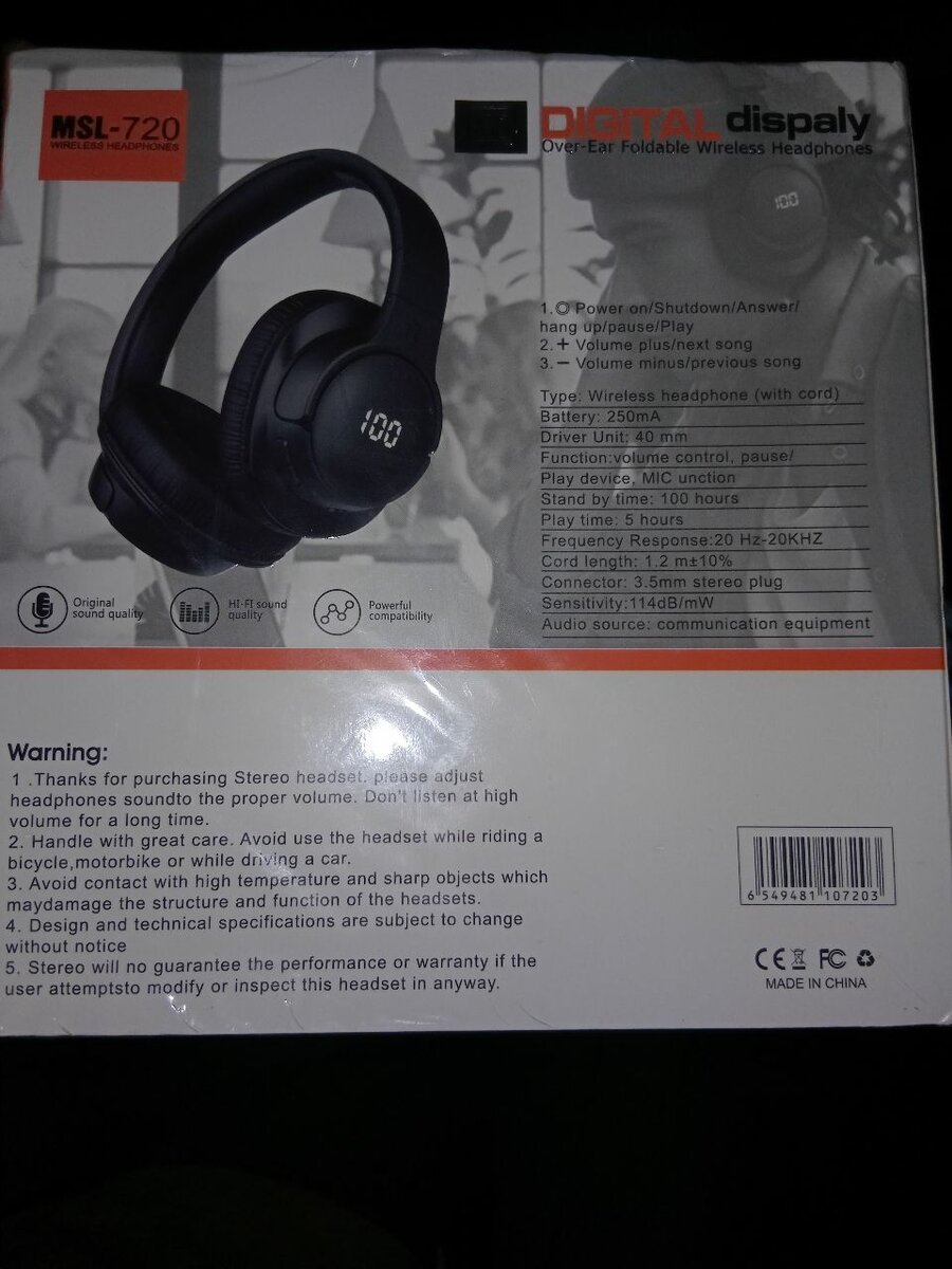 MSL-720 Casque sans fil pliable