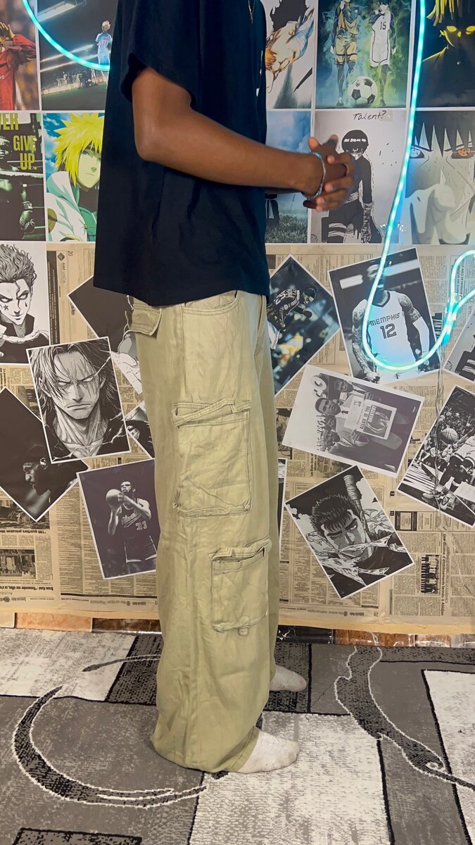 Pantalons cargo kaki homme