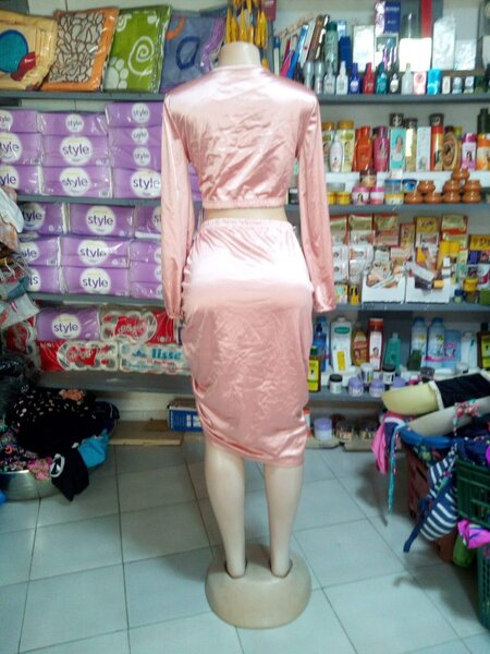 Ensemble Satin Rose Froncé Femme