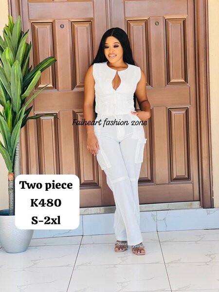 Women's suit white top and pants S-2xl