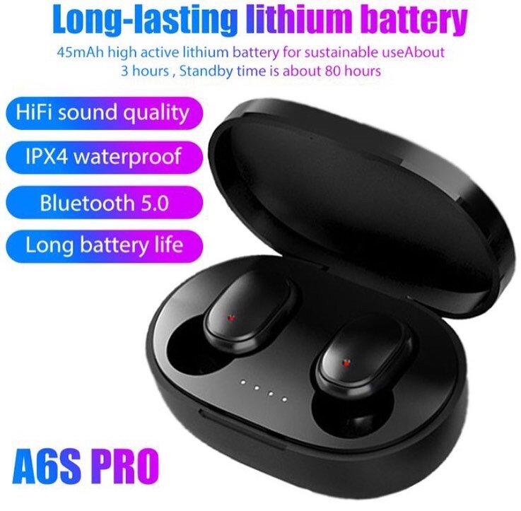 Bluetooth earbuds A6S Pro Black