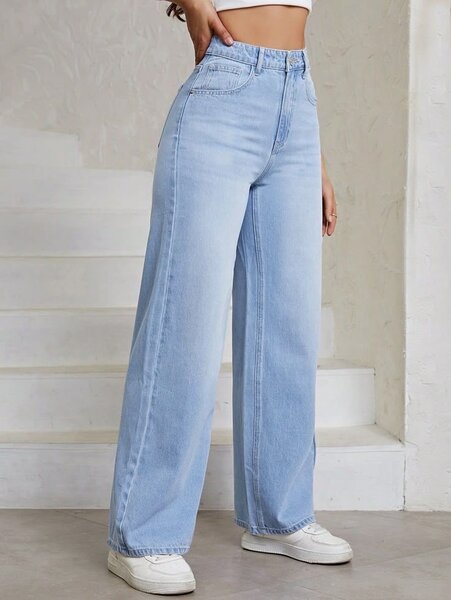 Jean large taille haute femme