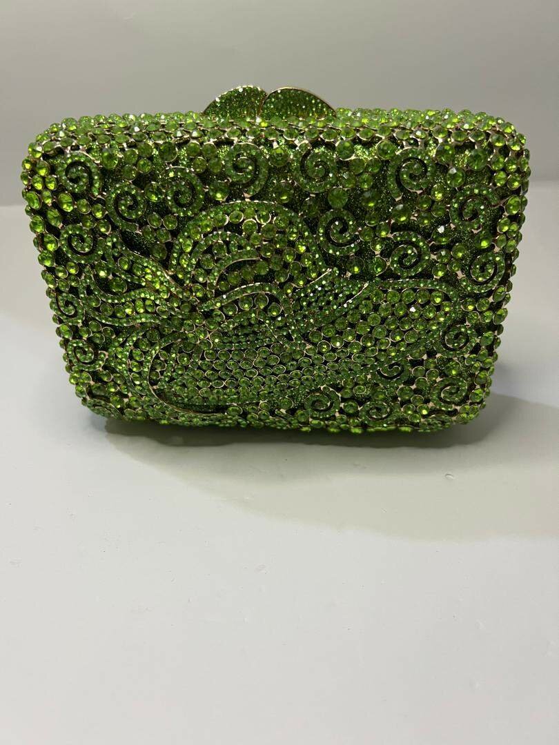 Lemon Green Crystal Hat Purse