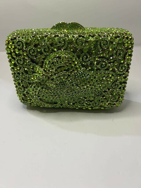 Lemon Green Crystal Hat Purse