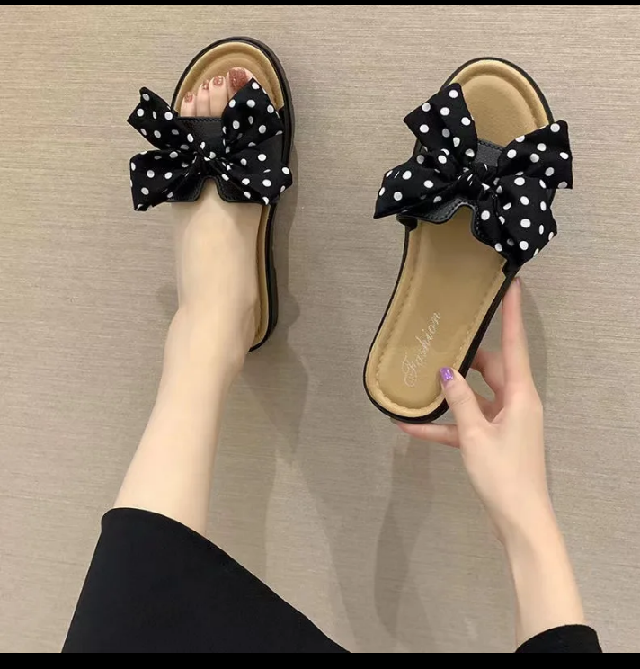 Sandales à nœud pois femme