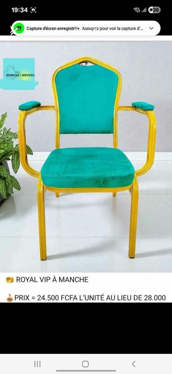 Chaise VIP élégante avec accoudoirs