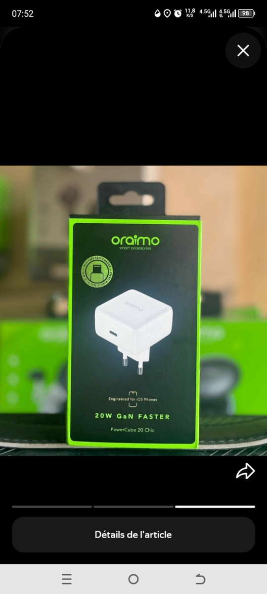 Chargeur Rapide 20W Oraimo