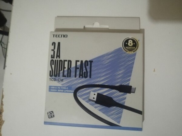 TECNO 3A SUPER FAST TCD-C12 TYPE C CABLE