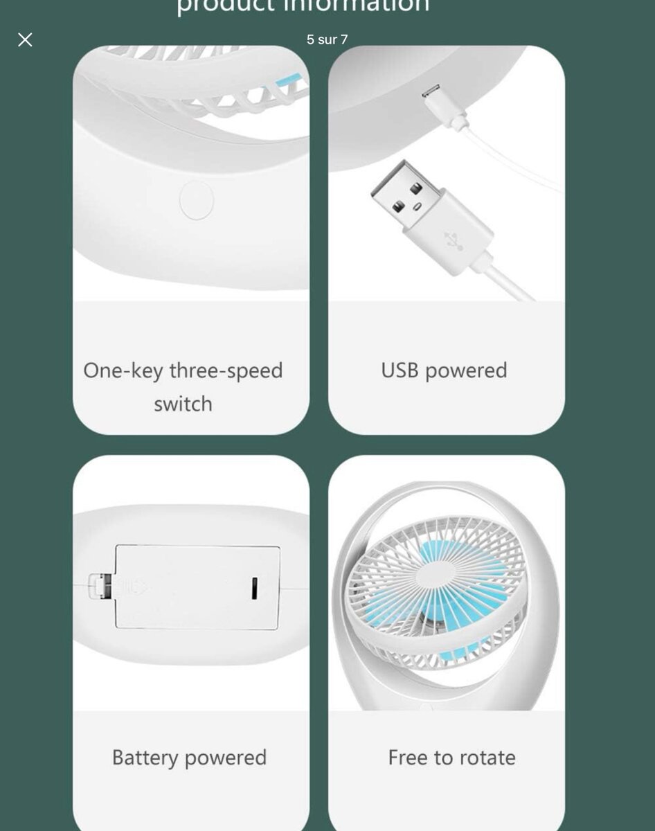 Ventilateur de Bureau à Alimentation USB Ultra-Silencieux av