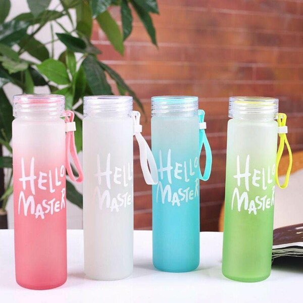 Bouteille en verre colorée "Hello Master"