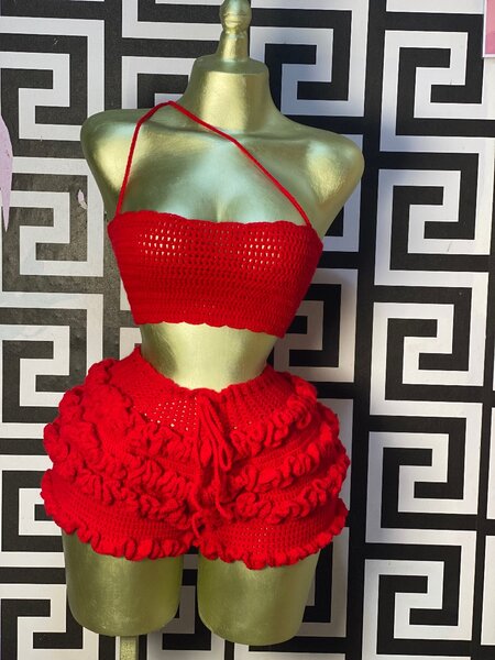 Ensemble tricoté rouge tendance