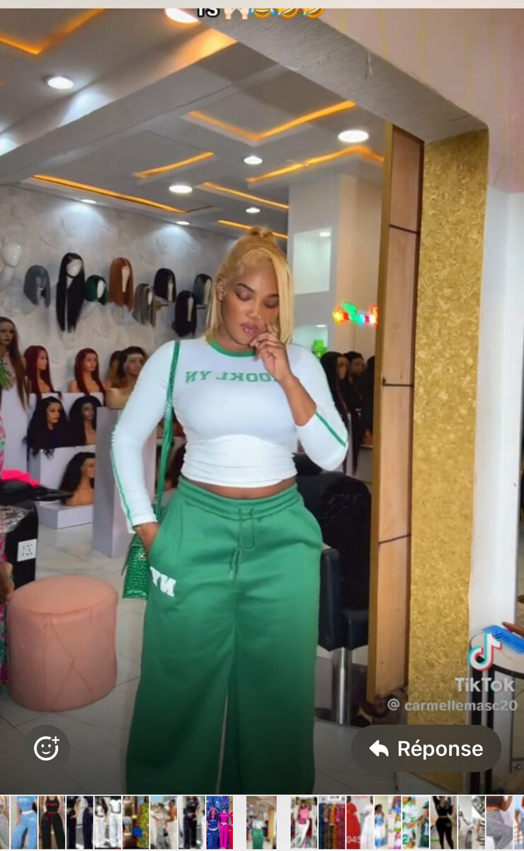 Tenue tendance verte et blanche