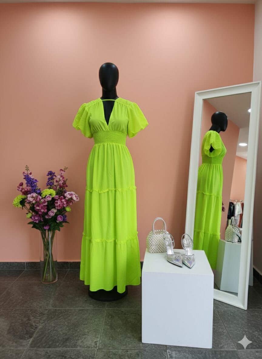 Robe maxi fluide verte