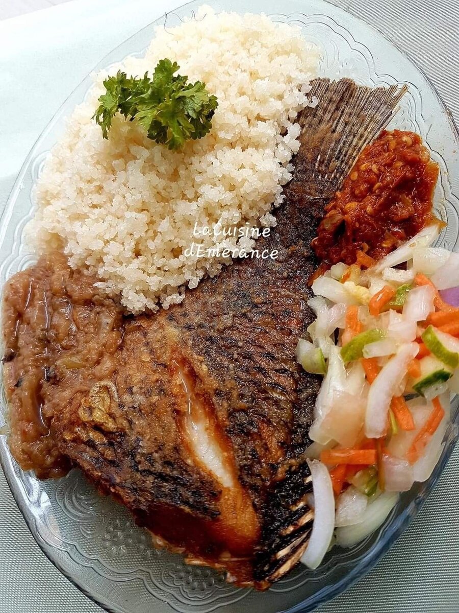Attieké poisson sosso grillé