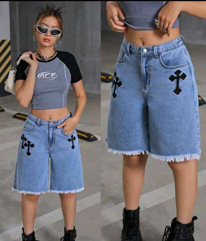 Shorts cargo en jean pour femme