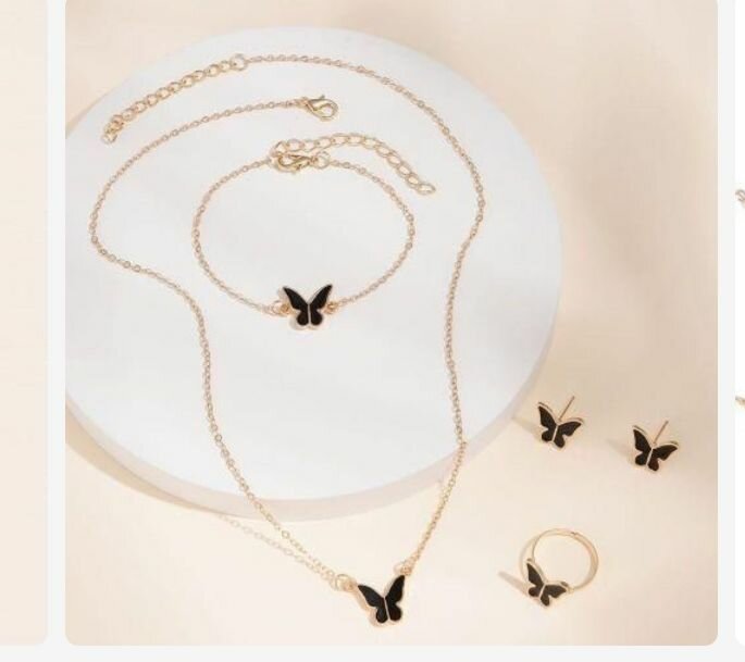 Ensemble Bijoux Papillon Noir