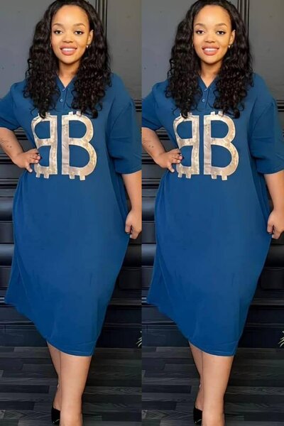 Robe grande taille blue chic