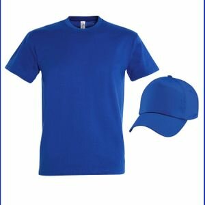 T-Shirt Coton + Casquette Bleu Roi