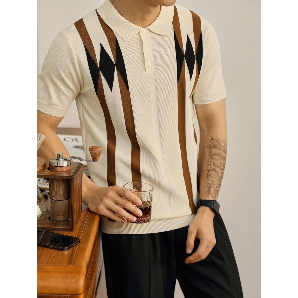 Polo rétro à rayures homme