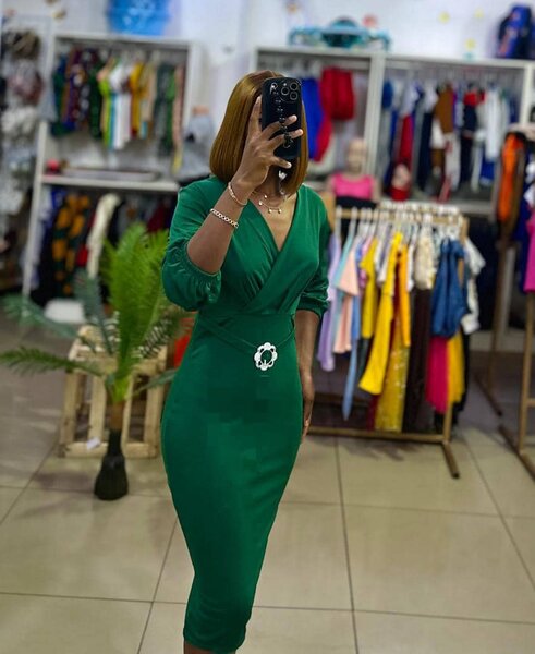 green long dress top like a bathrobe