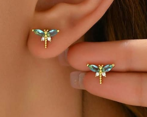 Beautiful fashionable earrings dragonfly 