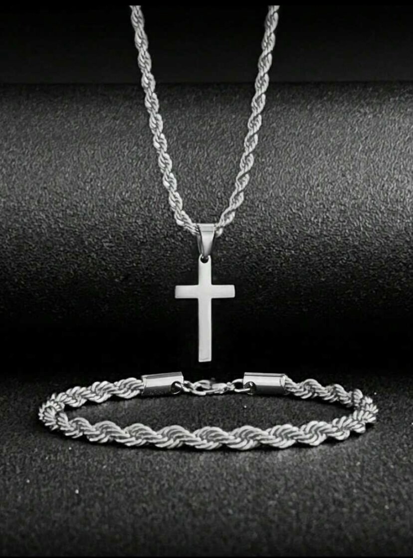 Ensemble collier et bracelet croix