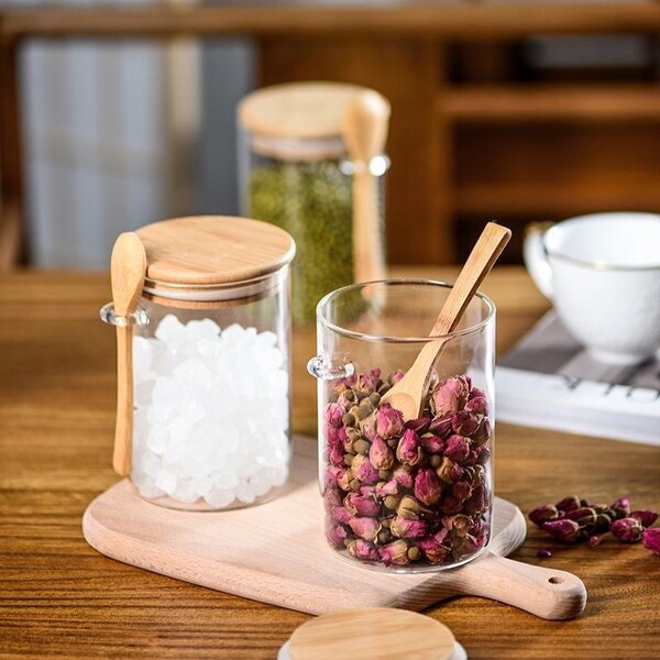 3 PIECE BOROSILICATE JAR WITH WOODEN SPOON