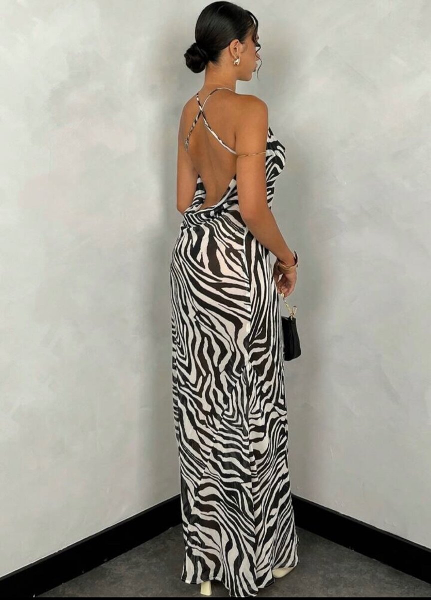 Robe longue zébrée élégante