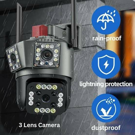 3 lenses ptz outdoor waterproof camera