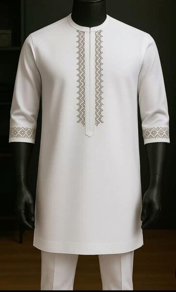 Caftan Blanc Élégant Homme