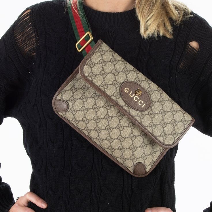 Sac banane Gucci GG Marron et Vert