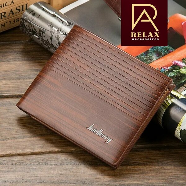 Portefeuille homme marron clair avec coutures